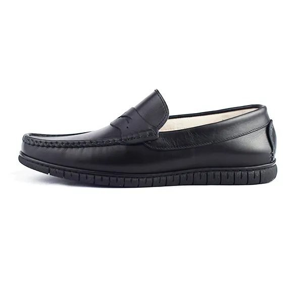Mocassin pour homme 004-5 noir cuir  ........ miniature